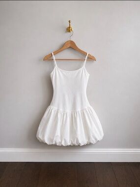Oak + Fort White Bubble Hem Mini Dress Size S